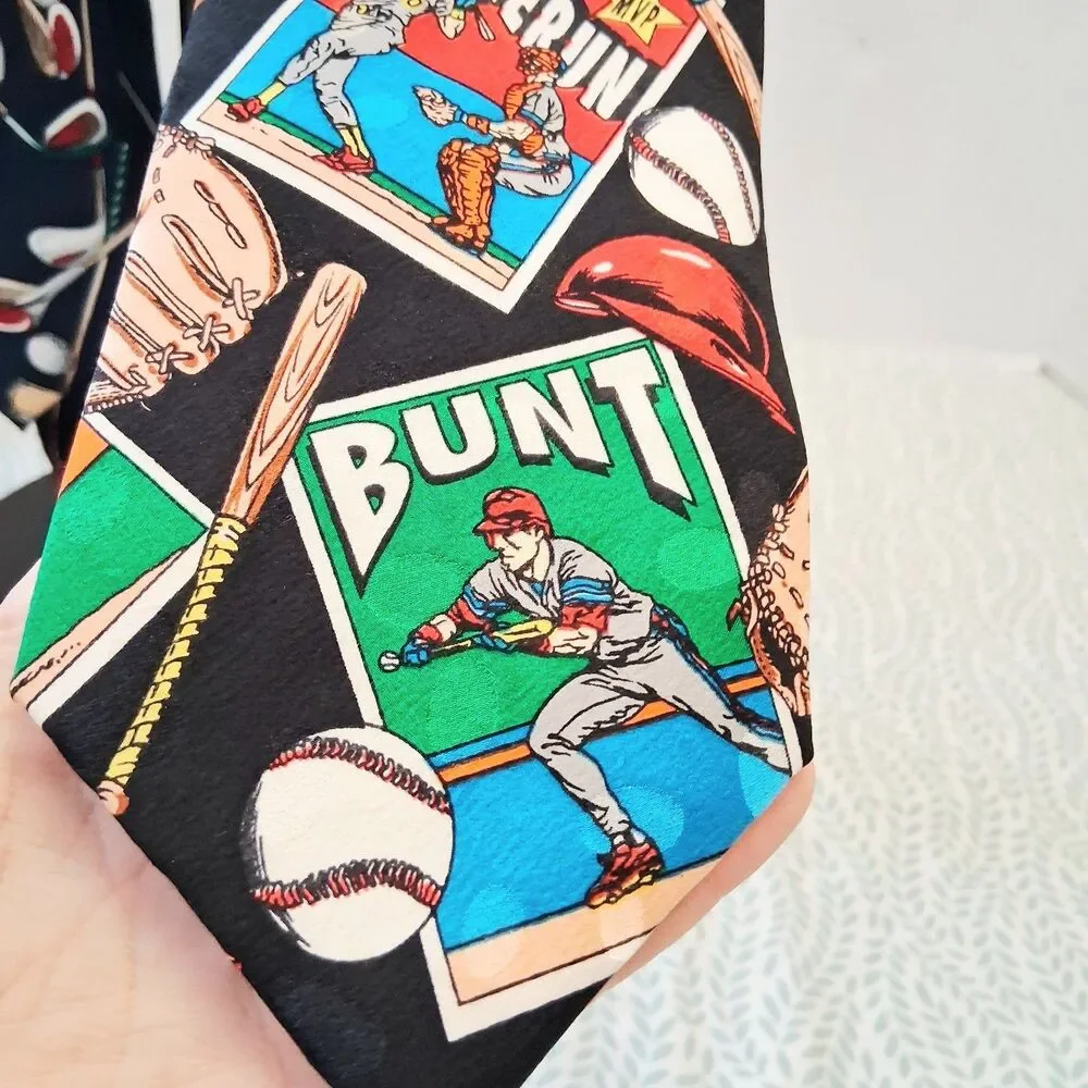 Vintage Novelty Silk Tie Lot Sports Themed Golf Baseball 4x57